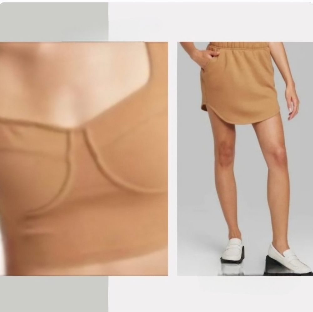 Wild Fable Crop Top & Skirt Set - Brown